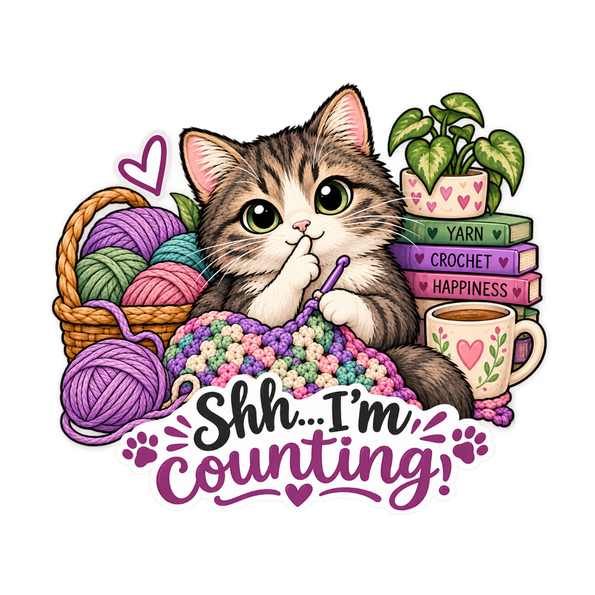 Shh...I'm Crocheting Cat Sticker