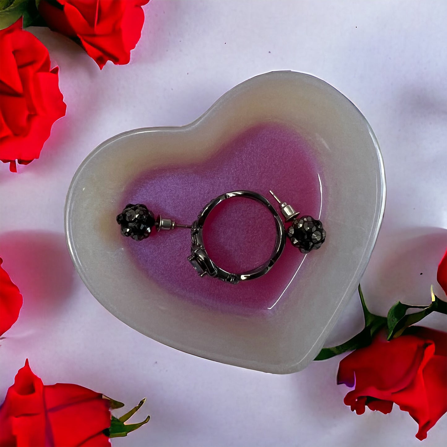 Heart Trinket Tray - Pink/Pearly White