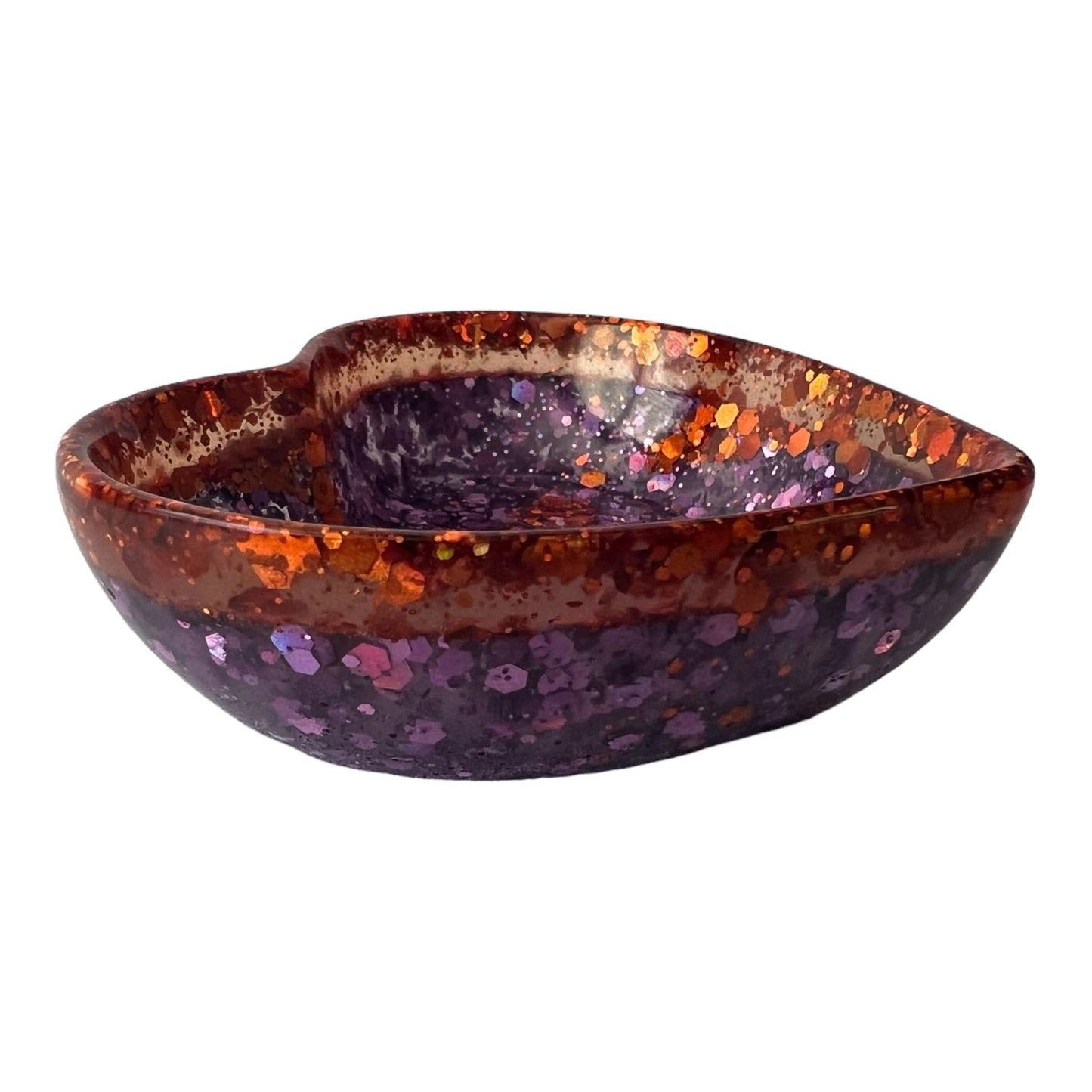 Heart Trinket Tray - Purple/Orange Glitter