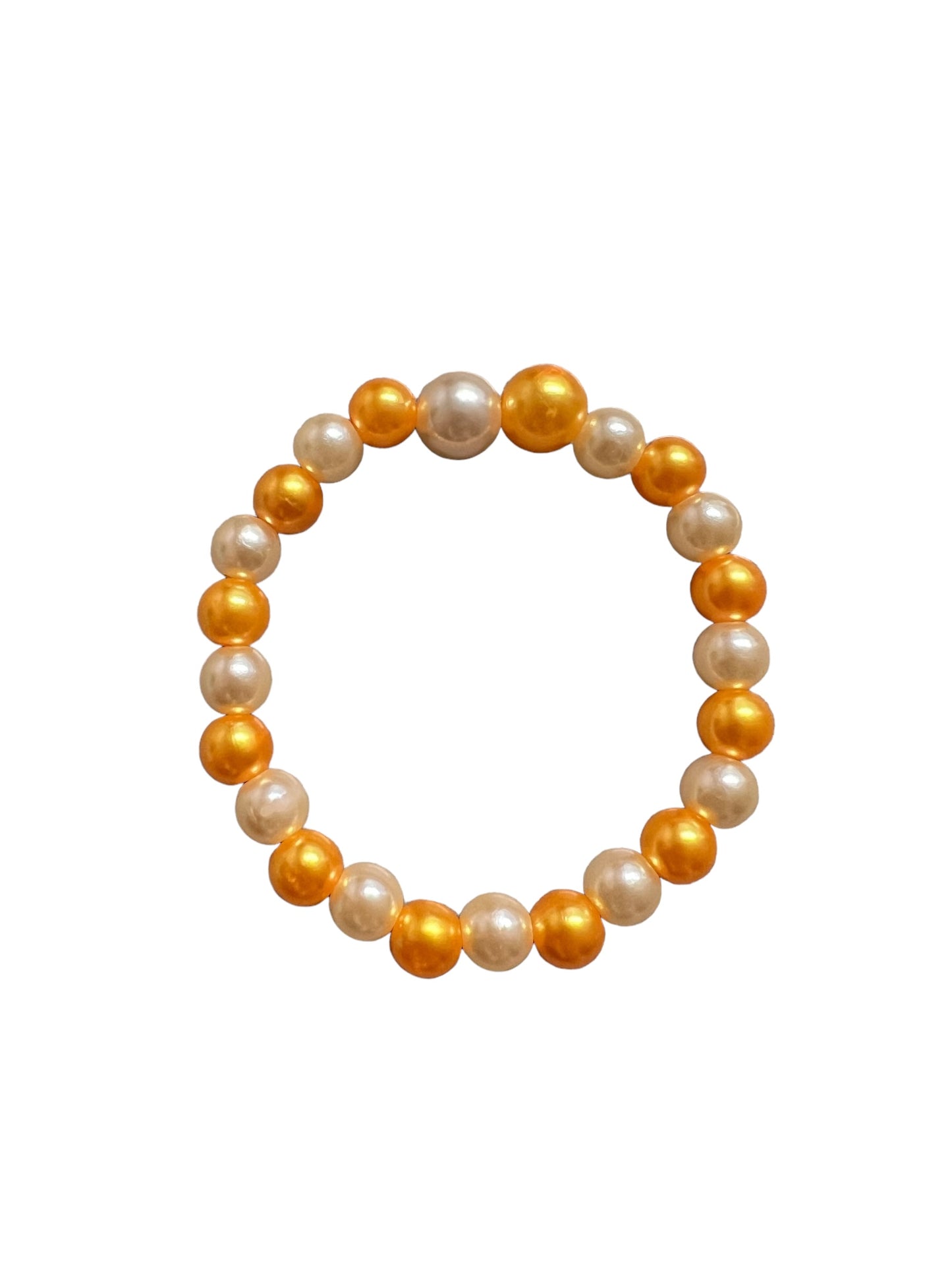 Acrylic Pearl Stretch Bracelet - Gold & Cream