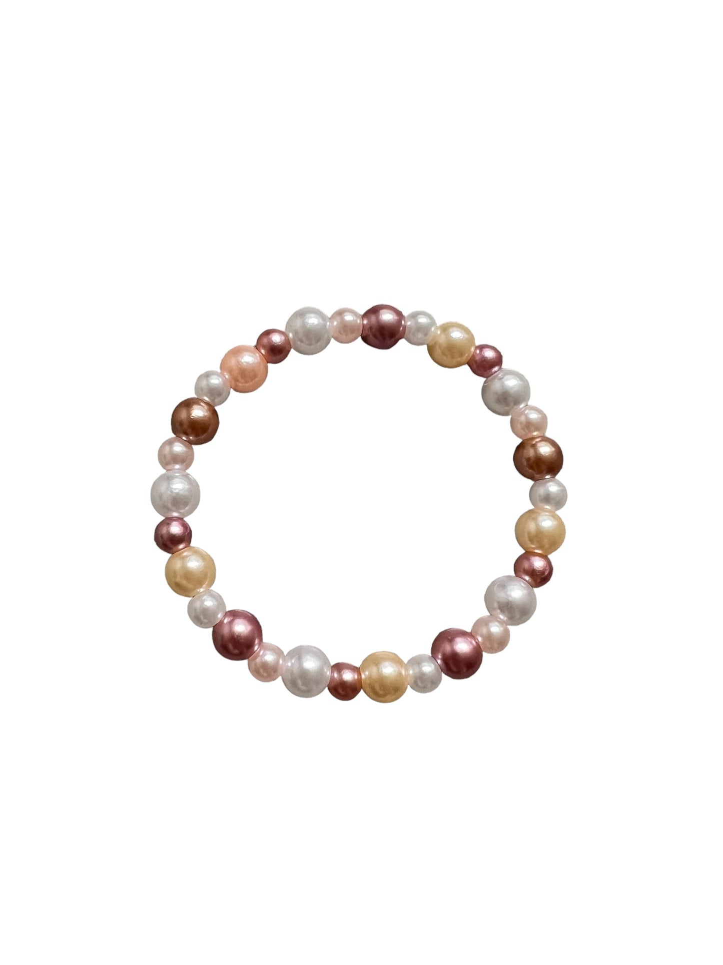 Acrylic Pearl Stretch Bracelet - Champagne, Cream & White