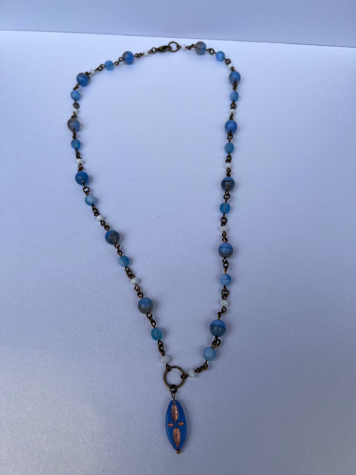 Glass Beaded Necklace - Blue Sky