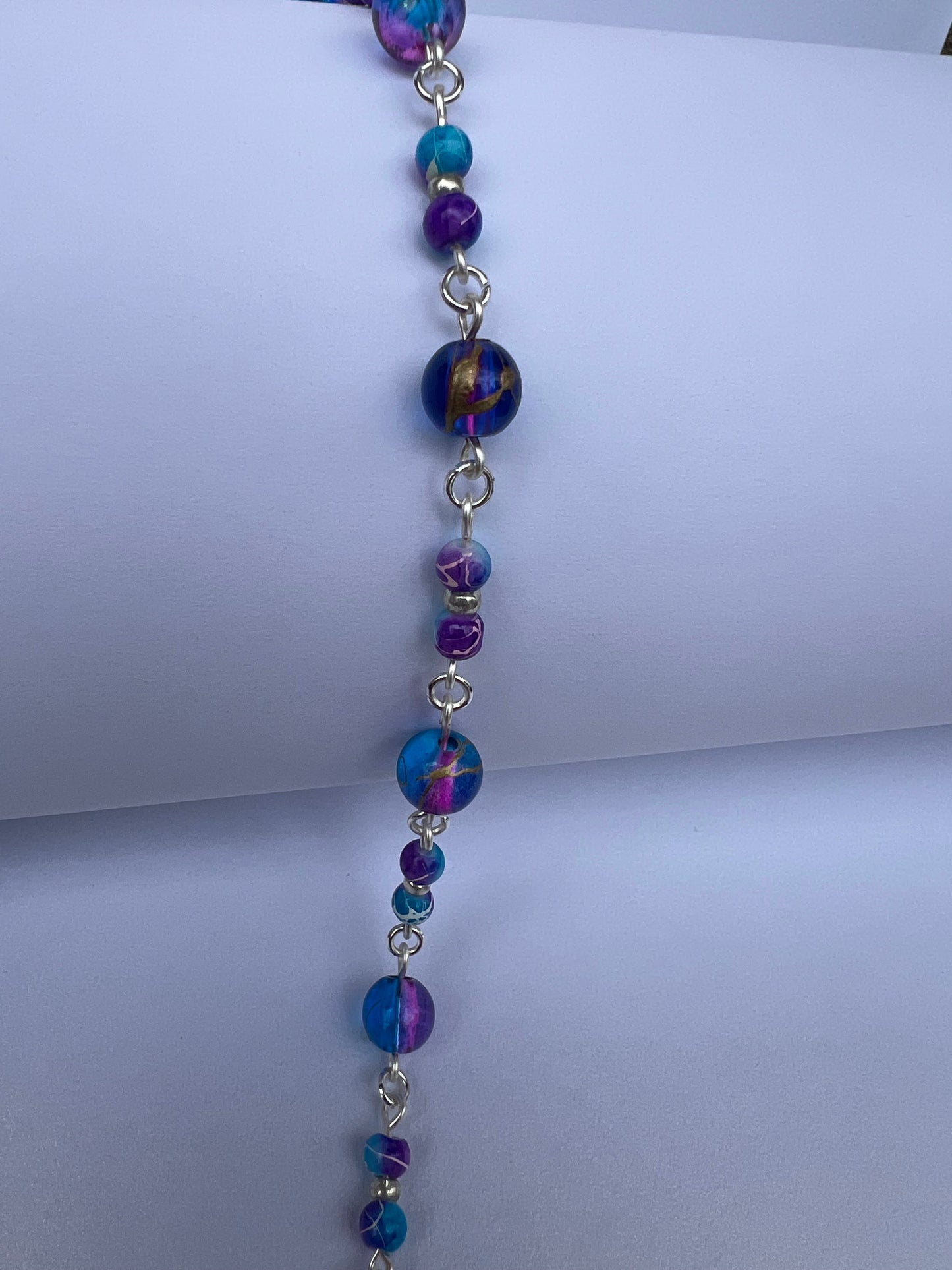 Glass Beaded Necklace - Purple & Blue