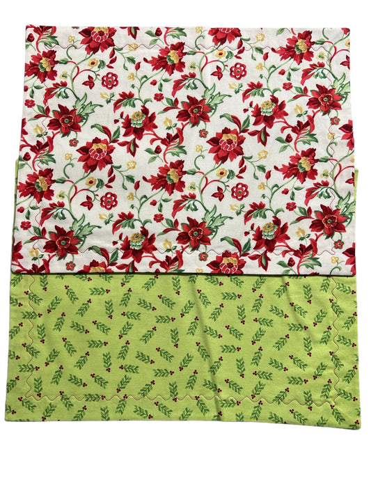 Set of 2 Reversible Placemats - Christmas Flowers