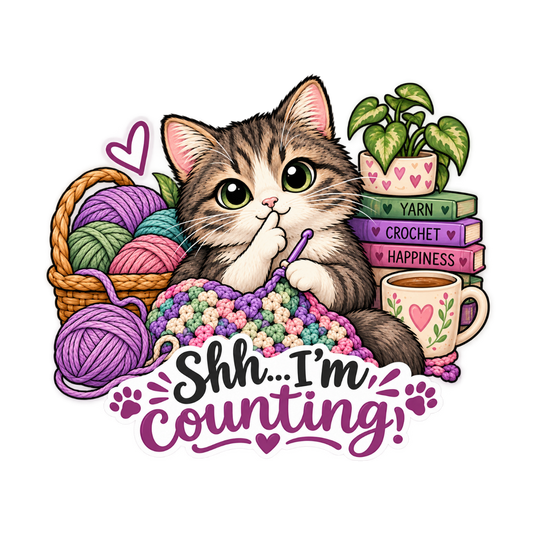 Shh...I'm Crocheting Cat Sticker