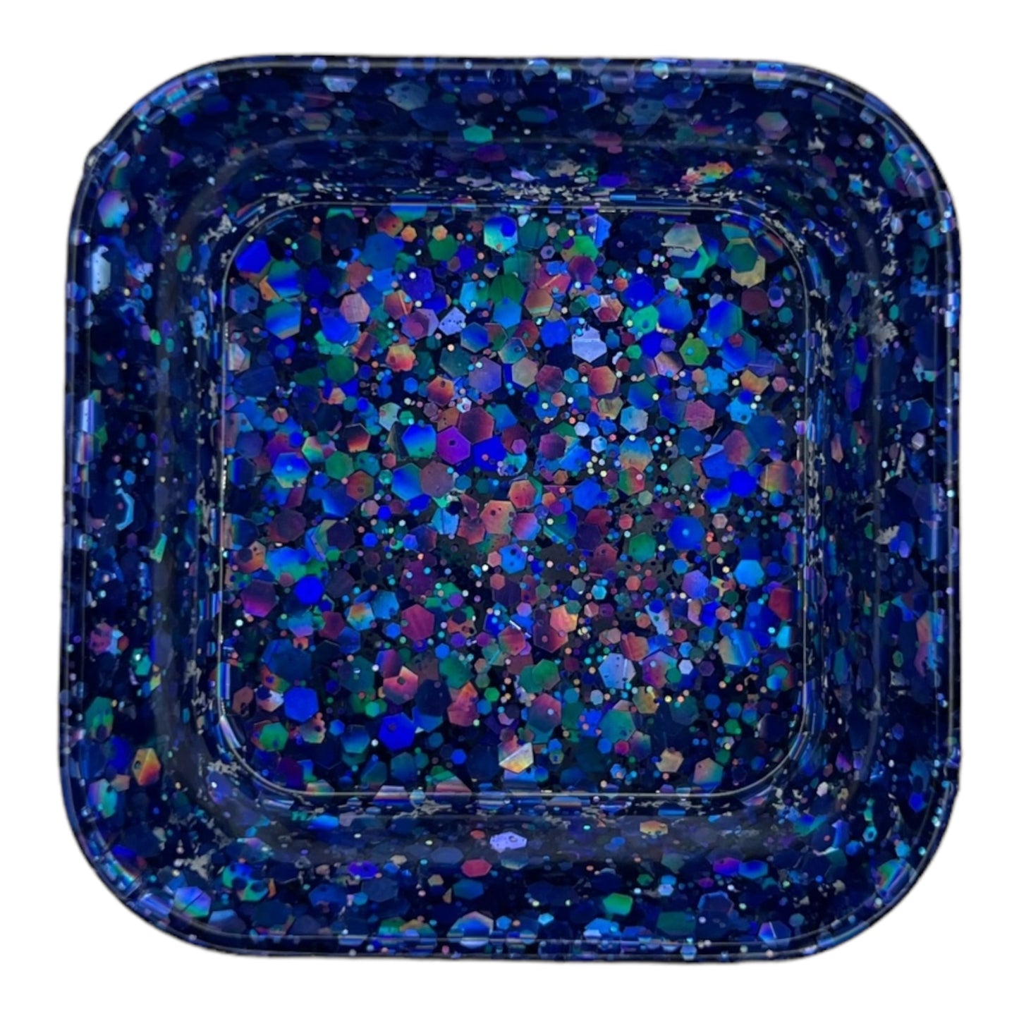 Square Trinket Tray - Blue Glitter