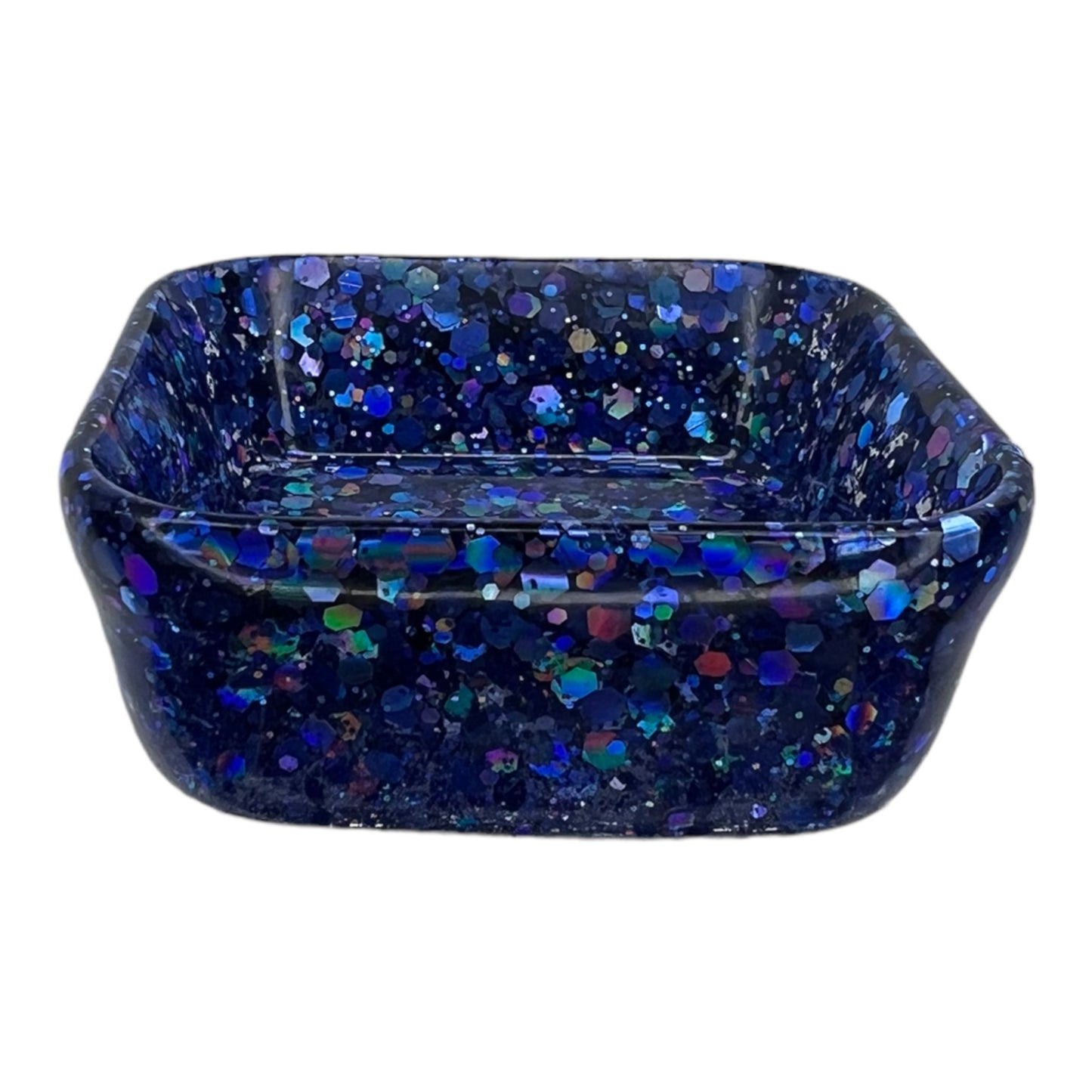 Square Trinket Tray - Blue Glitter