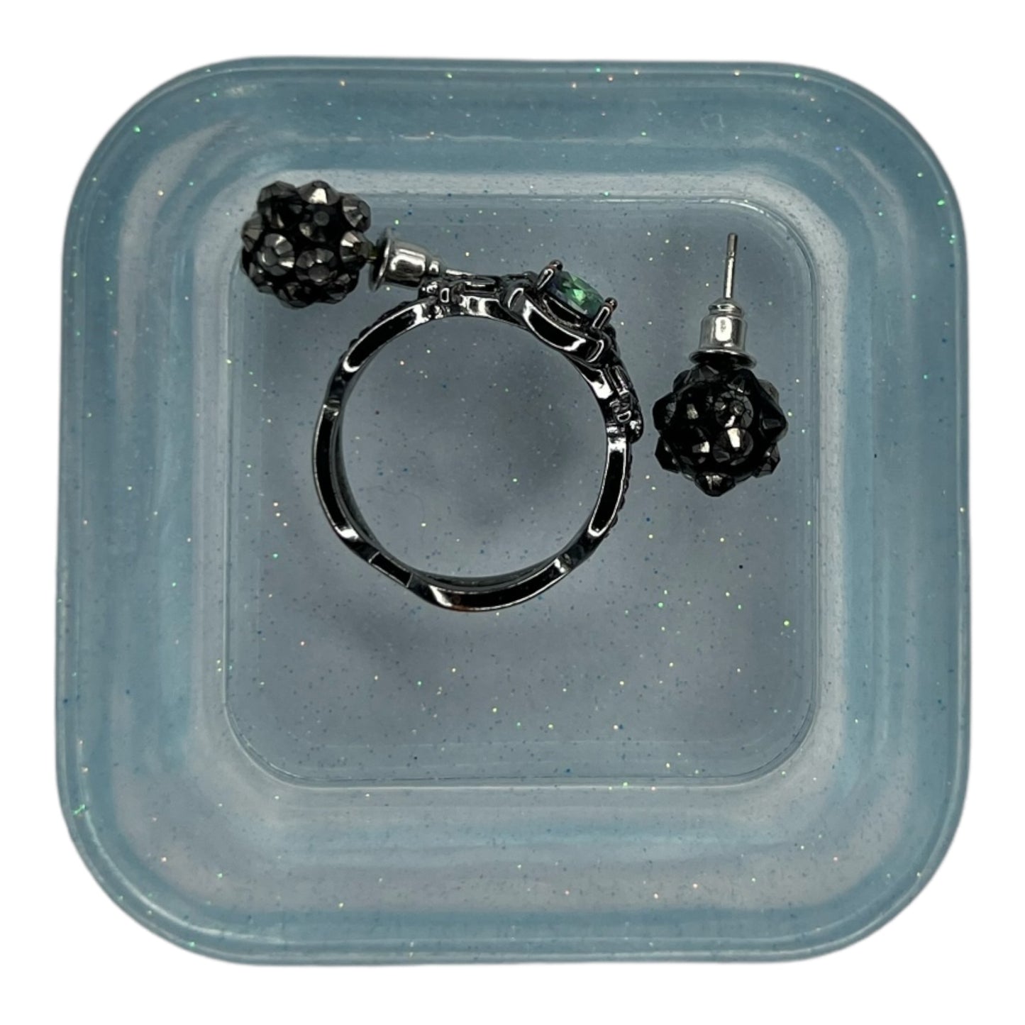 Square Trinket Tray - Light Blue Sparkle