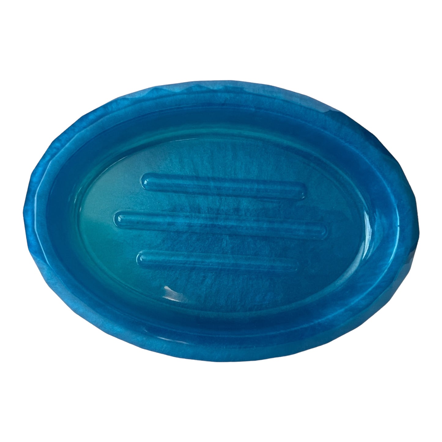 Oval Soap Dish - Electric Blue Shimmer