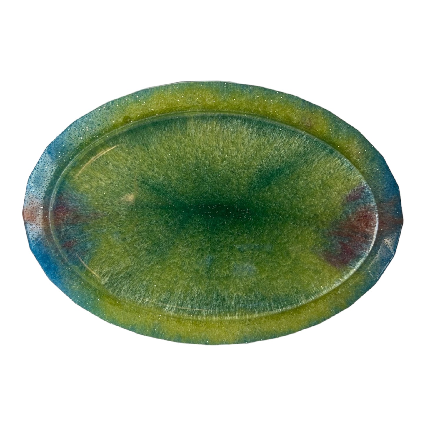 Oval Soap Dish - Pink, Orange, Blue, Green, Yellow Sparkle