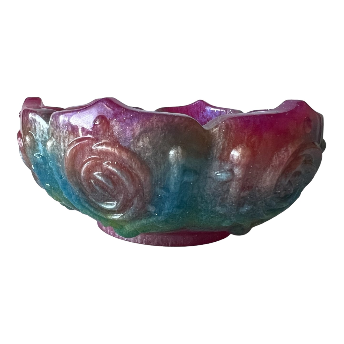 Rose Trinket Bowl - Pink, Orange, Blue, Green, Yellow Sparkle