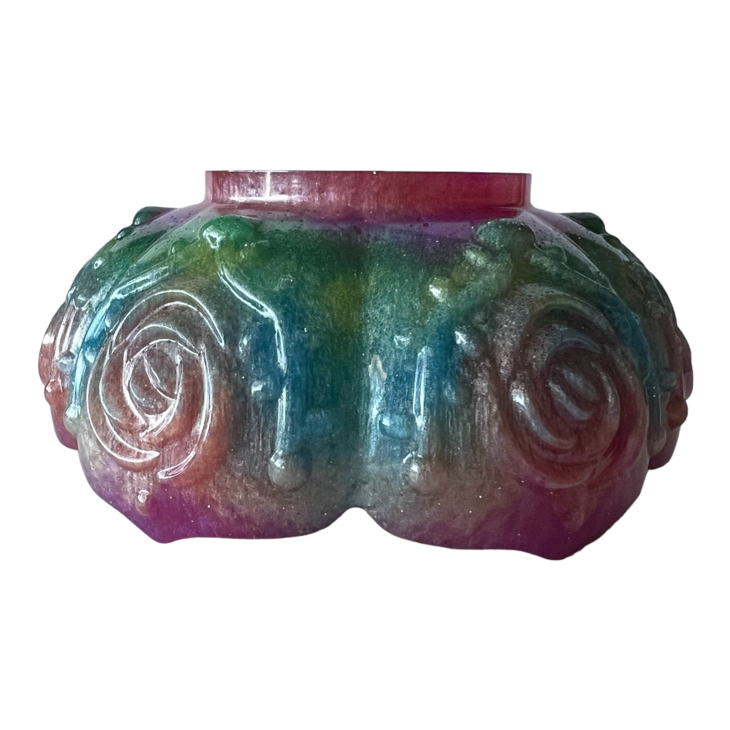 Rose Trinket Bowl - Pink, Orange, Blue, Green, Yellow Sparkle