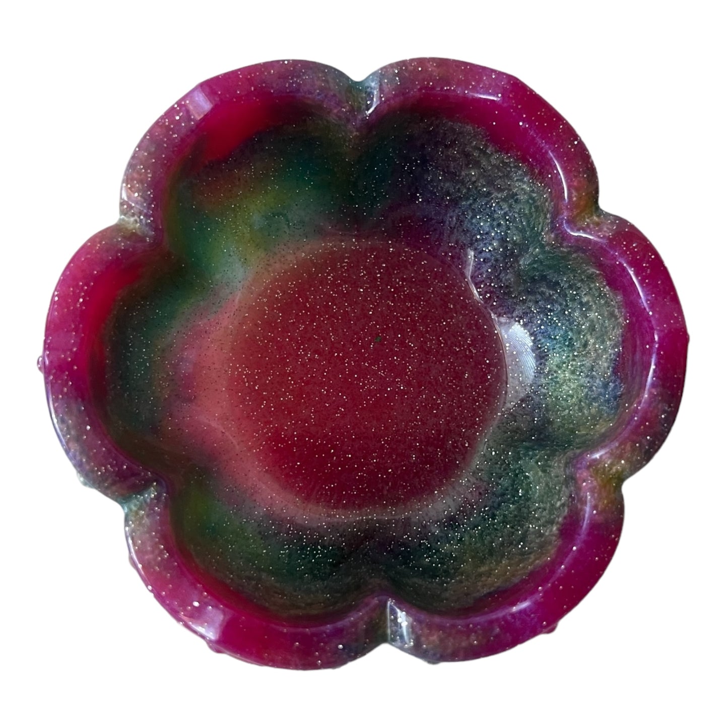 Rose Trinket Bowl - Pink, Orange, Blue, Green, Yellow Sparkle