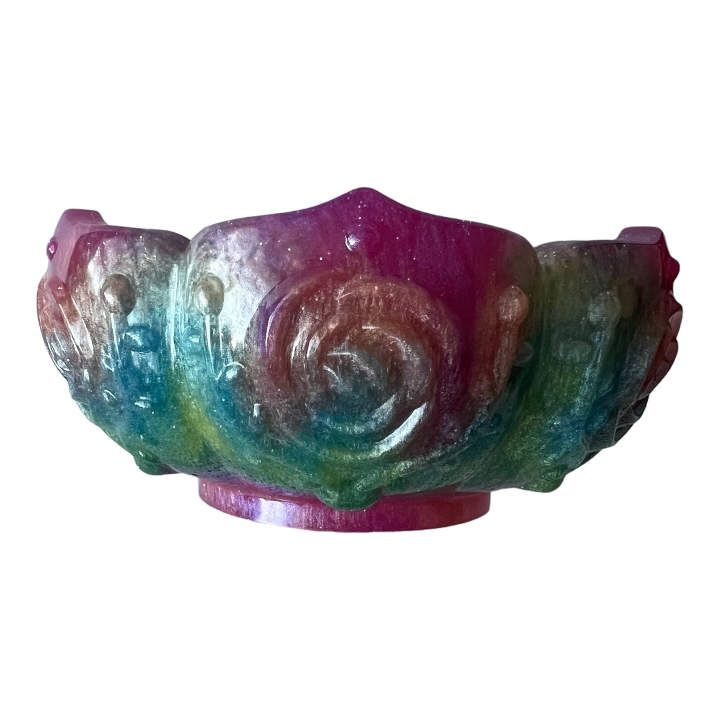 Rose Trinket Bowl - Pink, Orange, Blue, Green, Yellow Sparkle