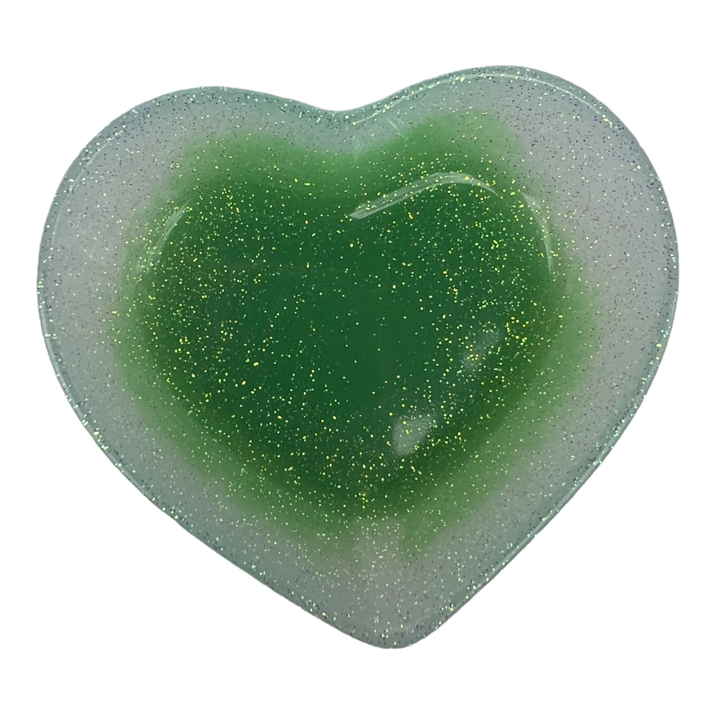 Heart Trinket Tray - White and Green Sparkle