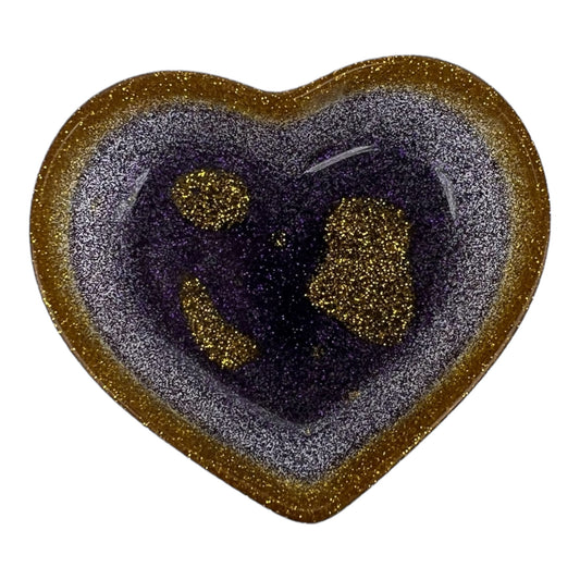 Heart Trinket Tray - Gold and Purple Sparkle