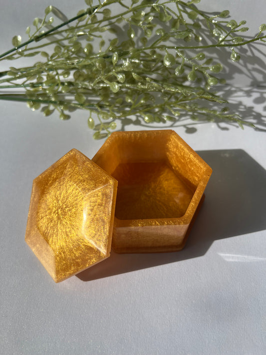 Octagon Trinket Box - Gold Shimmer