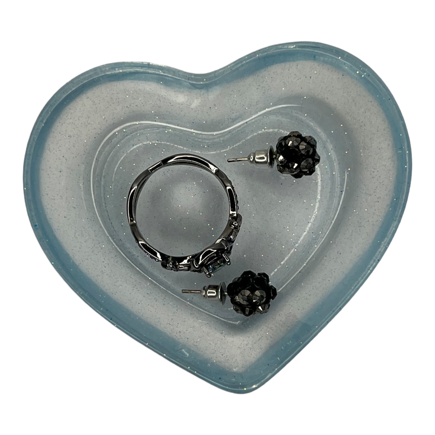 Heart Trinket Tray - Light Blue Sparkle