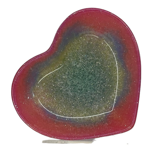 Heart Trinket Tray - Pink, Blue, Green, Yellow with Silver Sparkle