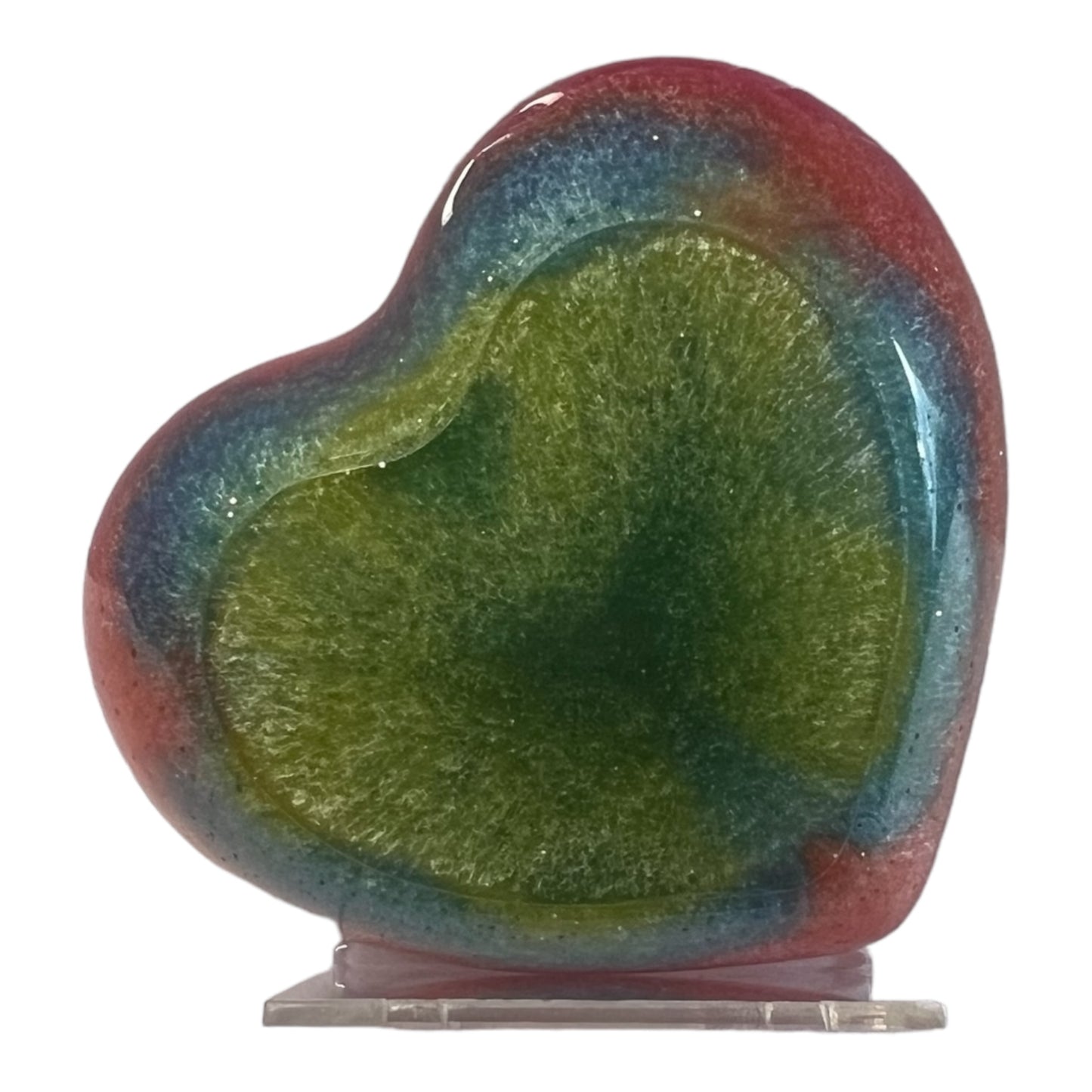 Heart Trinket Tray - Pink, Blue, Green, Yellow with Silver Sparkle