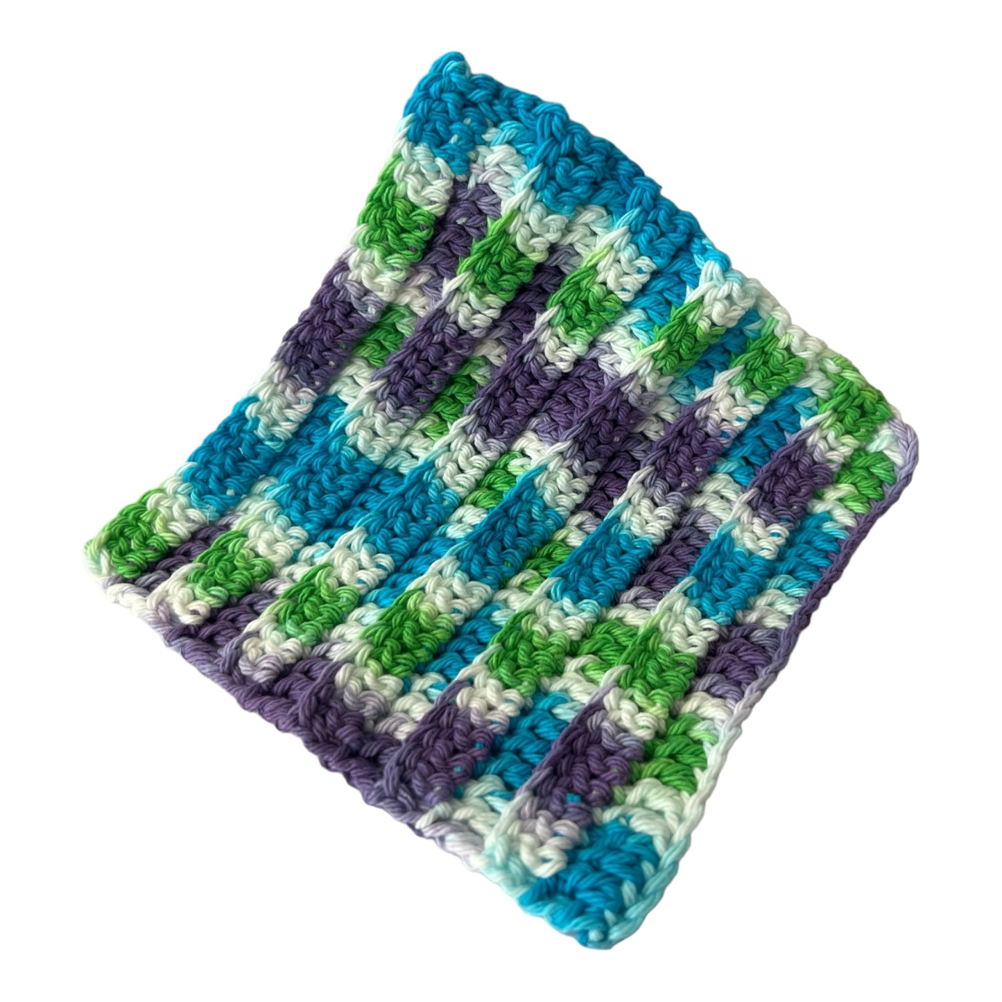 Cotton Dish Cloth - Purple, Blue, Green, White