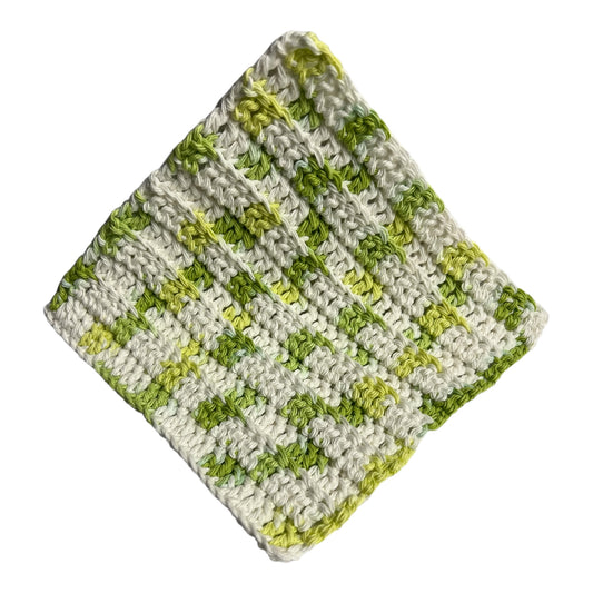 Cotton Dish Cloth - Variegated Green and White