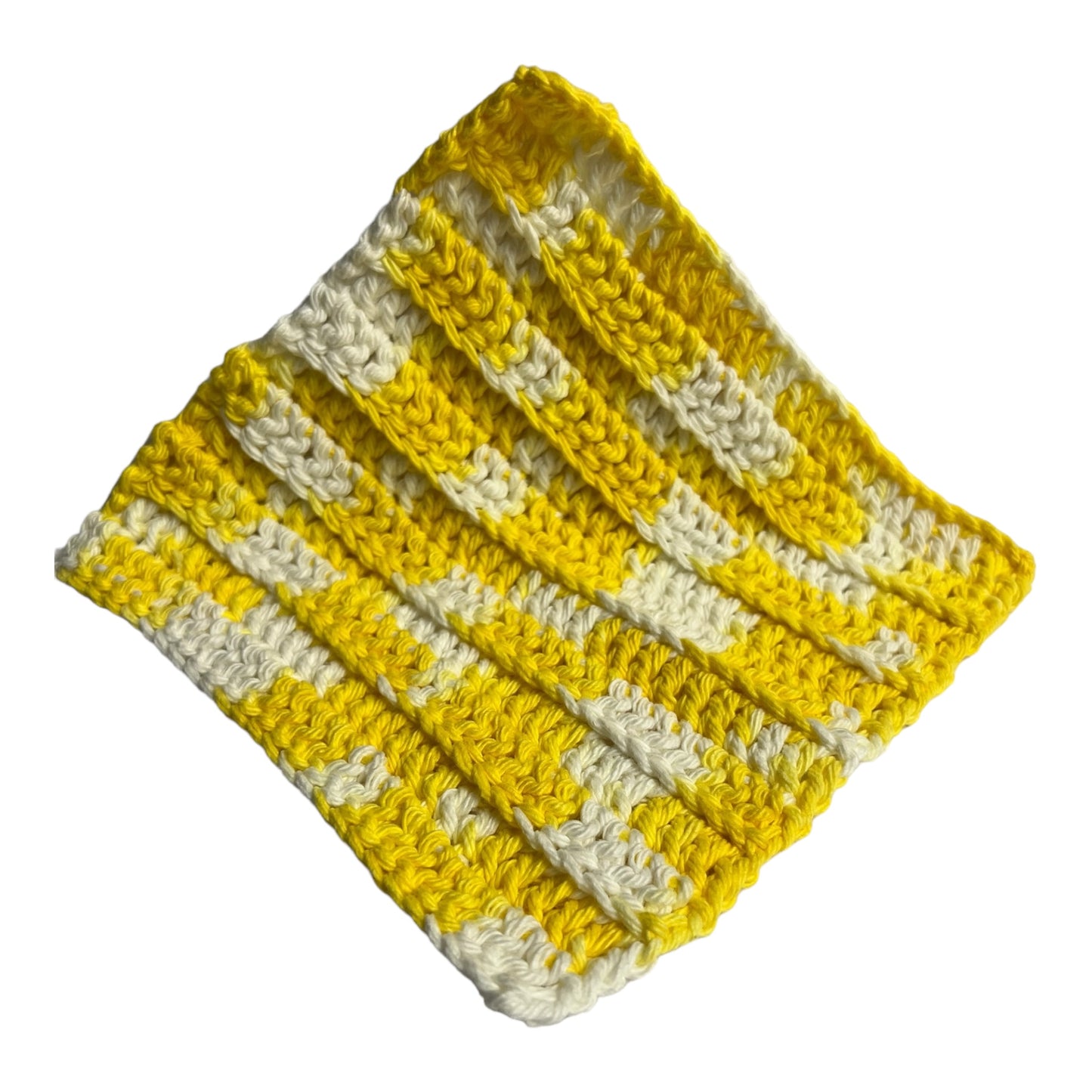 Cotton Dish Cloth - Variegated Yellow and White