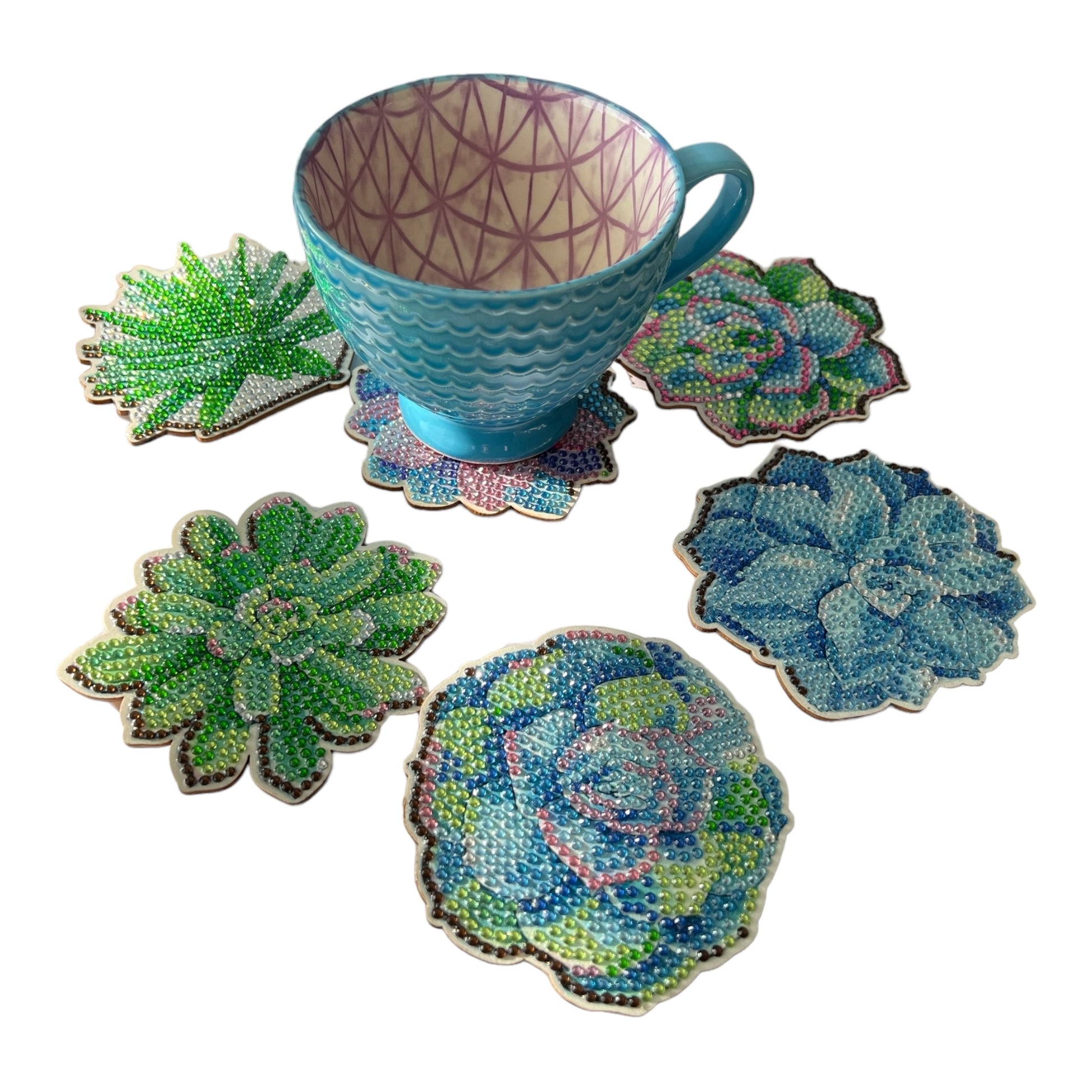 diamond art succulents Diamond Painted Coasters
