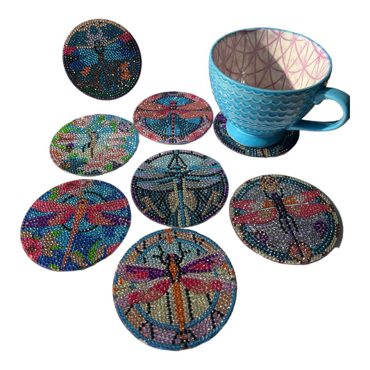 Diamond Painted Coasters - Dragonfly