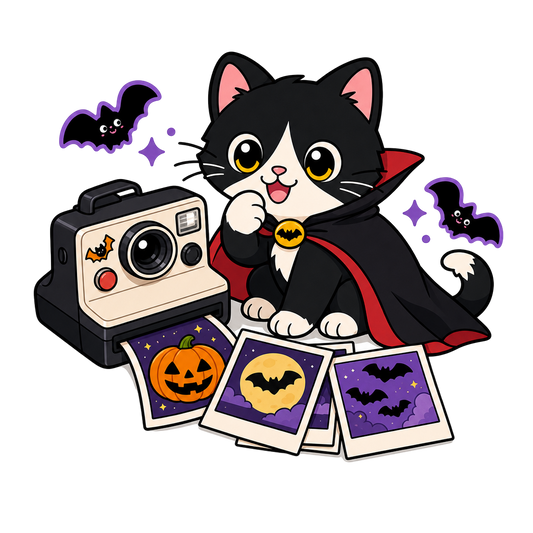 Dracula Cat Photography Halloween Sticker